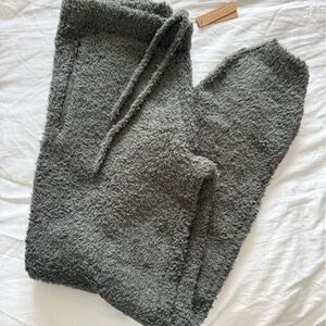 SKIMS Gray and Brown Fleece Joggers